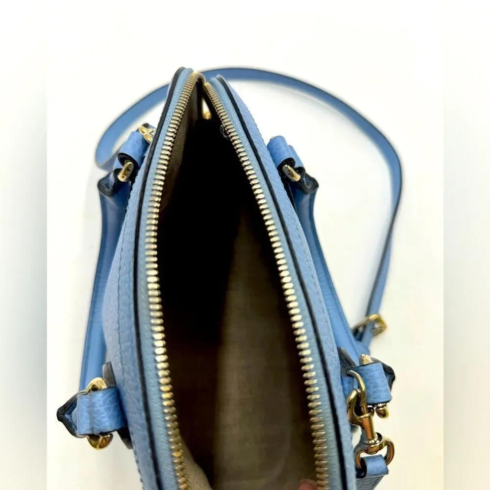 Auth Gucci Small Dollar Calfskin Dome Mineral Blue 2way GG Charm Bag Satchel - Picture 7 of 16